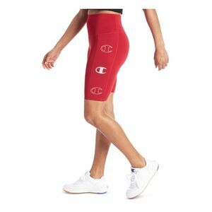 CHAMPION Womens Red Compression Biker Style Logo Active Wear Shorts XS